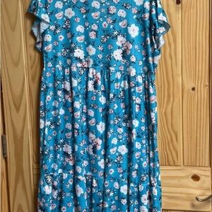 Floral Tiered Dress - Blue